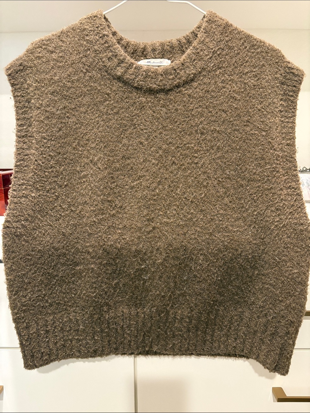 Madewell Taupe Bouclé Crewneck Vest